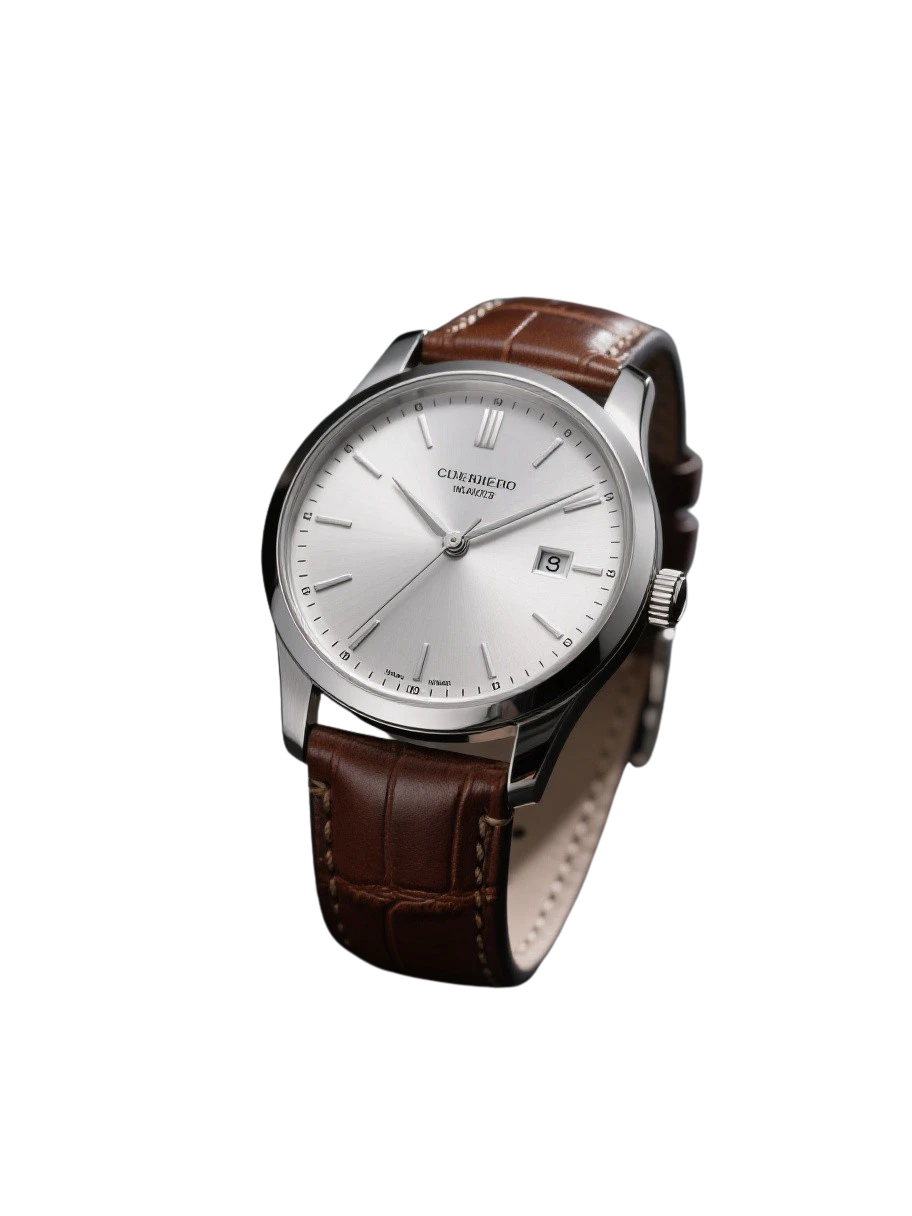 Transparent watch cutout with dial and bracelet edge details preserved